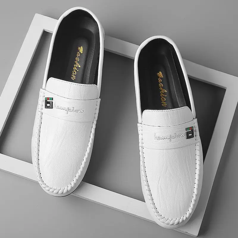 Spring Autumn Men Dress Shoes White Loafers Leather Casual Shoes Slip on Moccasin Shoes Zapatos Casuales Designer Loafers Men