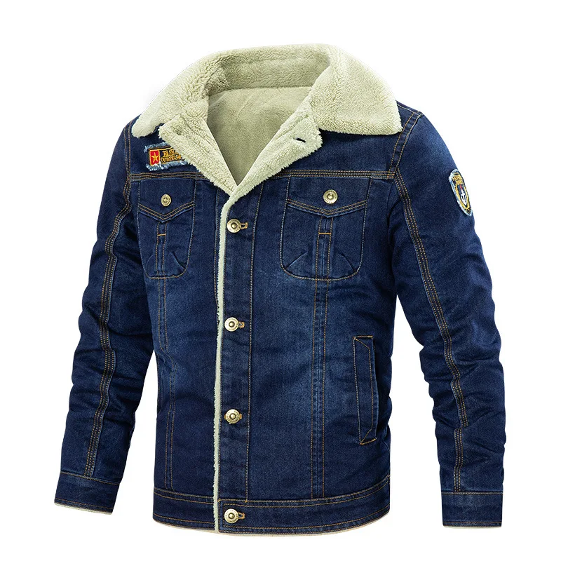 7XL-M Men's Denim Jacket Winter Men's Wool Thick Thermal Jacket Denim Coat Multi Pocket Denim Clothing Men's Outdoor Jackets