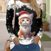 New Women's T shirt 3D Print Christmas Style Graphics Long Sleeve Funny Crew Neck Regular Fit Spring/Fall Thin Style Sweatshirt