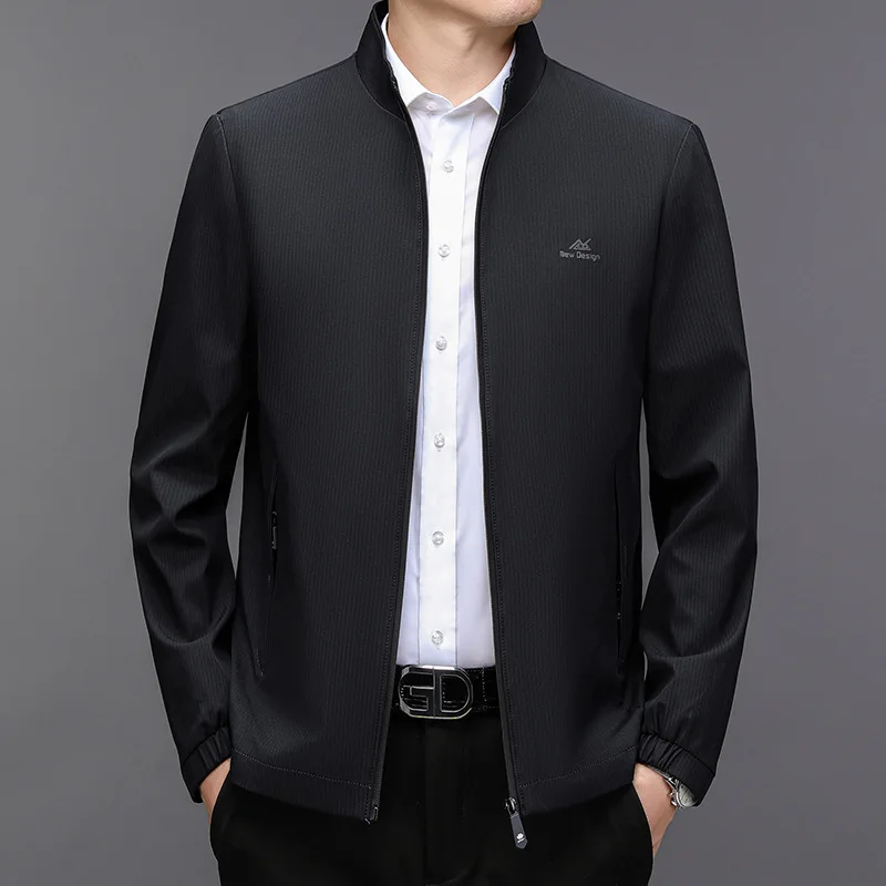 BROWON Brand Fashion Men Jackets 2024 Spring and Autumn Stand Collar Mens Jacket Business Casual Solid Color Jacket for Men Coat