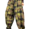 Max LuLu Winter Ladies Plaid Fur Jean Thicken Warm Leisure Denim Pant Classic Cuffs Oversized Vintage Women Loose Harem Trousers