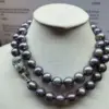 Authentic AAA 11-12mm Tahitian Black Pearl Necklace 925s Buckle 18 inches