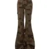 Women American Vintage Low Rise Camouflage Bell Bottoms Y2k Japanese Streetwear Denim Pants Harajuku Long Trousers 2000s Jean