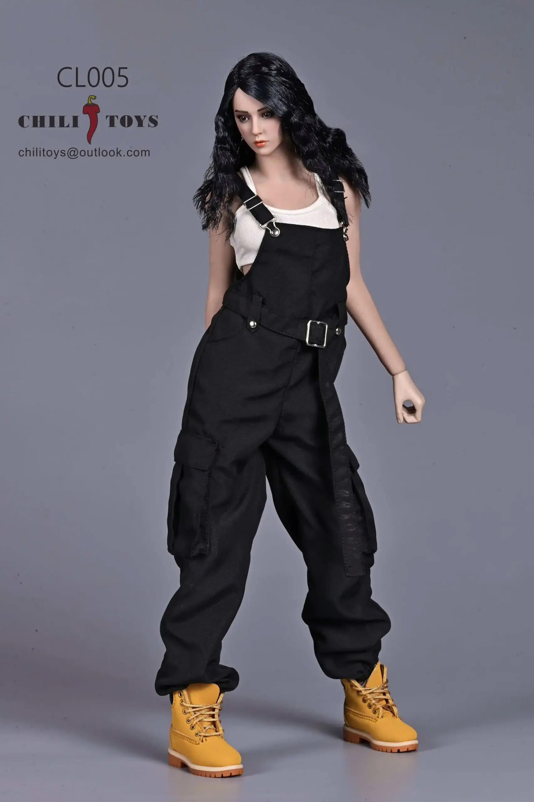CHILI TOYS cl005 1/6 Scale female dolls clothes vest Overalls jumpsuit black red yellow fit 12'' action figure body model - Image 2
