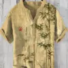 Henry Shirt - Men's Short sleeved Top, Casual Fashion Clothing, Bamboo Pattern, Summer 2024, S-5XL