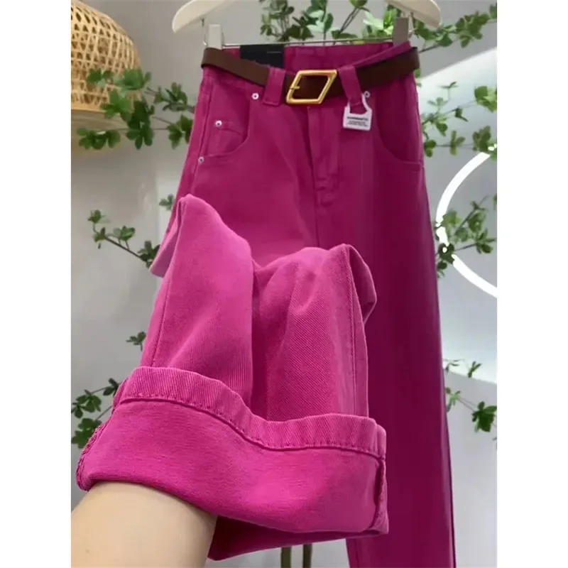 Spring Autumn Wide-Leg Jeans Women's New Loose High-Waisted Plus-Size 3XL Denim Straight Pants 2024 Fashion Cowboy Trousers