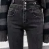 Korean Design High Waist Pencil Jeans Woman Casual Vintage Skinny Stretch Denim Pants Spring Fall Streetwear Solid Kot Pantolon