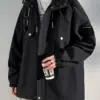 2024 New Spring Jacket Men Korean Fashion Unisex Hooded Windbreaker Multi-Pockets Casual Jackets Oversized Coat Plus Size 8XL