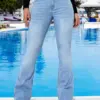 2024 New High waist straight light blue jeans for women, European and American cross-border foreign trade hot sale
