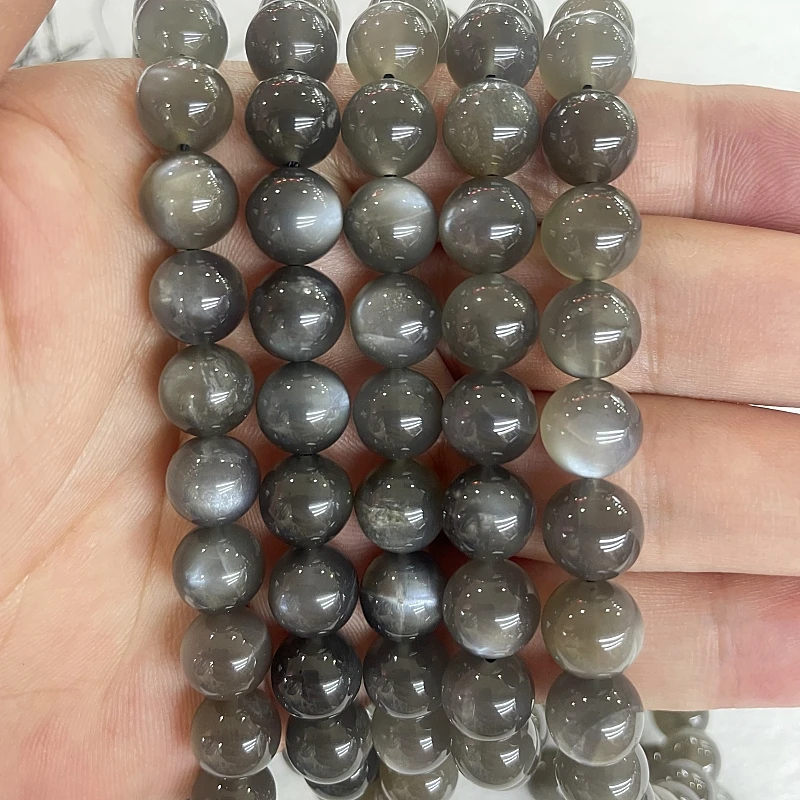 Natural Black moon Stone Lapis Round Loose Stone Beads For Jewelry Making DIY Bracelet Earrings Accessories 15'' 6/8/10/12mm
