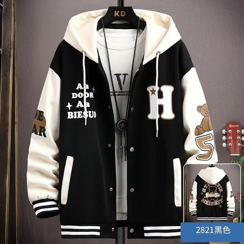 New Men's Hooded Pockets Cargo Jacket Men's Clothing Spring Autumn Japanese Fashion Loose Male Coat Hooded Baseball Jersey New