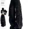 Women's Black Gothic Baggy Cargo Jeans Harajuku Oversize Denim Trousers Y2k 90s Vintage 2000s Emo Jean Pants Trashy Clothes 2024