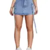 2024 Summer New Women's Blue and Army Green Denim Work Skirt Fashion Sexy Jeans Mini Skirt Hot Girl Clothing S-2XL