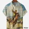 Retro Western Cowboy Printed Shirts For Men Summer Casual 3D Denim Pattern Men's Hawaiian Shirt New Fashion Button Up Men Tops
