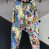 Color Printing Dyeing Flower Jeans for Women 2024 Spring New Versatile High Waist Jeans Slimming Curling Tappered Harem Pants