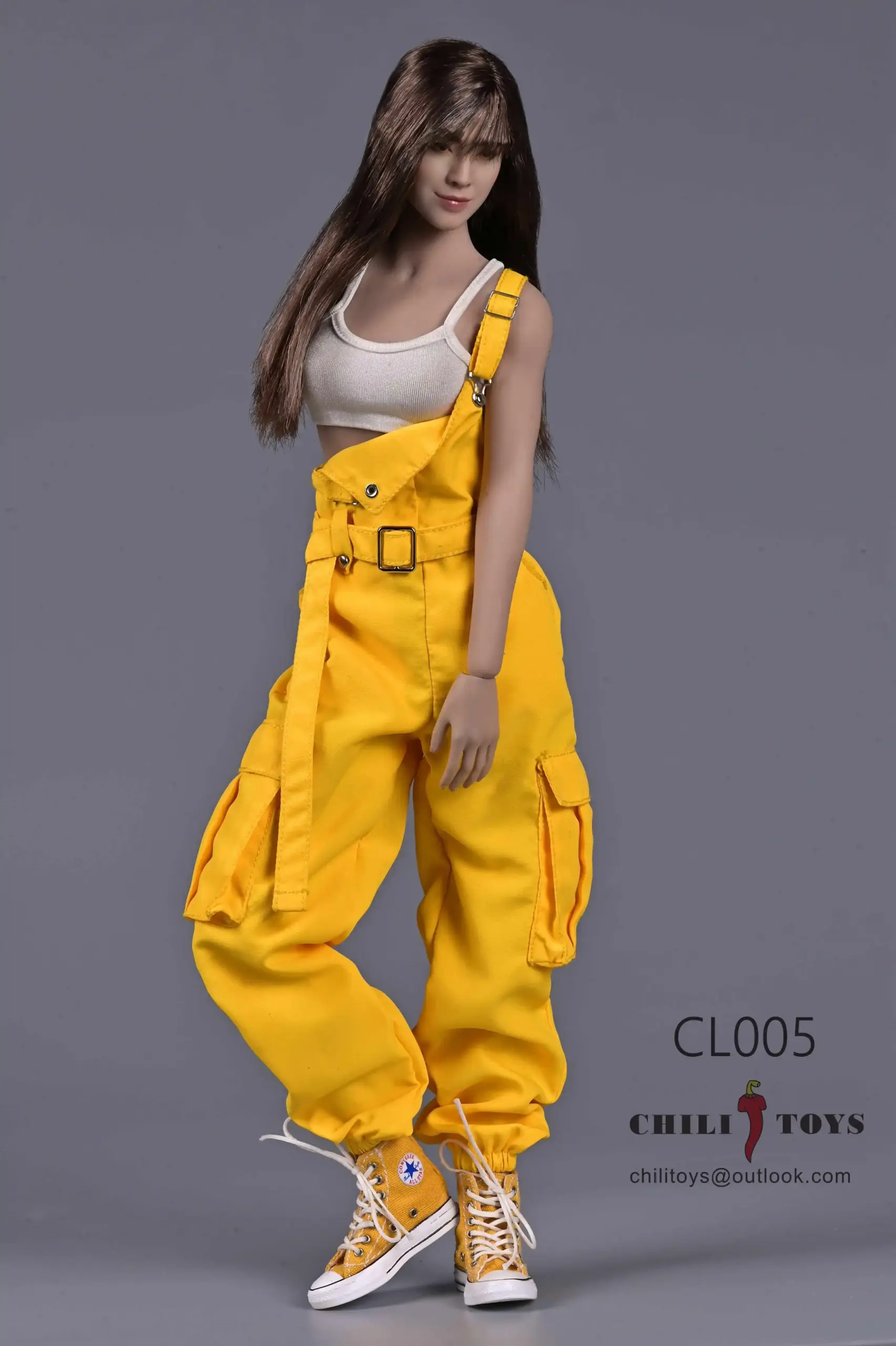 CHILI TOYS cl005 1/6 Scale female dolls clothes vest Overalls jumpsuit black red yellow fit 12'' action figure body model - Image 3