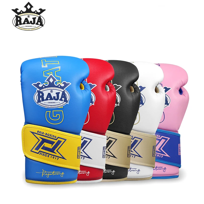 Raja Boxing Gloves Professional Adult Cowhide Horsehair MMA Maui Thai Heavy Bag Fighting Training Mitts Sparring Gear 12 14 16oz