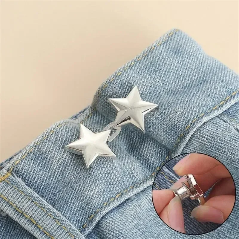 1Pair Pant Waist Tightener Jeans Button Adjustable Removable Clips for Pant Skirts Waist Tightener Buckle botones para la ropa
