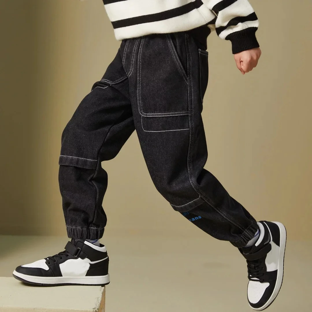 IENENS Autumn Boy's Jeans Clothes Kids Cowboy Pants Children Casual Denim Clothing Bottoms Trousers Baby Boy Casual Soft Jean