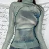 Printed Turtleneck Y2k Top For Women Clothes Long Sleeve Aesthetic T Shirts Autumn Ropa De Mujer Slim Roupas Femininas Estilosas