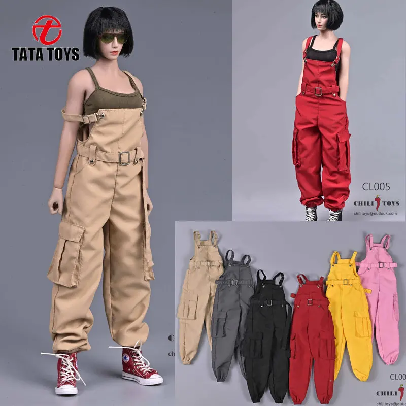 CHILI TOYS cl005 1/6 Scale female dolls clothes vest Overalls jumpsuit black red yellow fit 12'' action figure body model