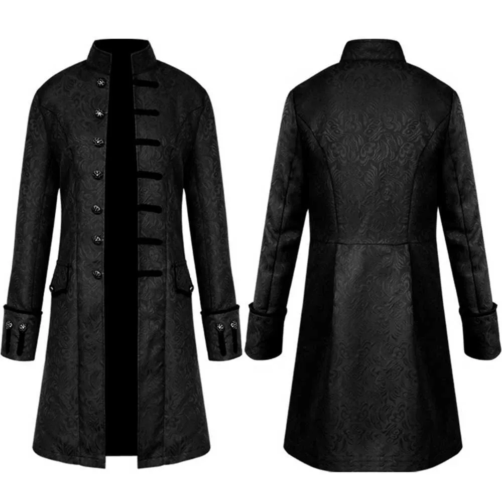 Medieval Men Victorian Overcoat Autumn Winter Warm Vintage Tailcoat Outwear Buttons Coat Victorian Steampunk Jackets For Men's