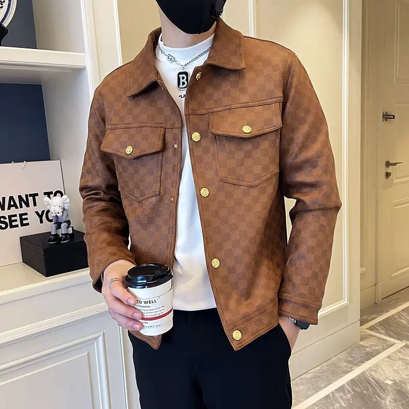 Light Luxury Jacket for Men in Spring Trendy Fashionable High-end with a Lapel Collar and a Cool and Trendy Top