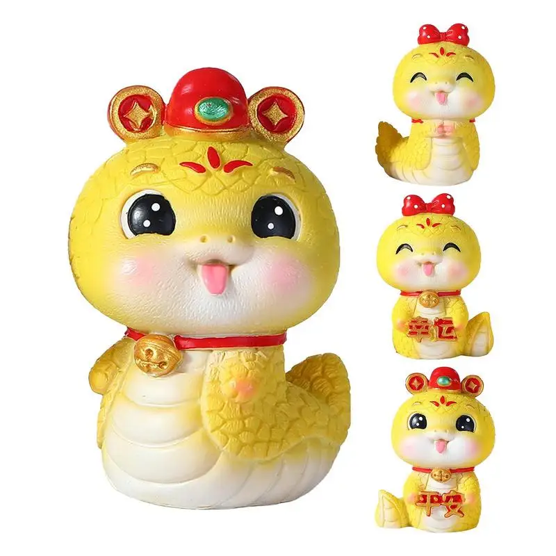 Lunar New Year Snake Resin Statue Home Decor Cartoon animal Chinese New Year Figurines 2025 New Year Sculpture Ornaments