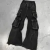 2024 New Gothic Retro Jeans for Men Wide Leg Straight Black Y2k Baggy Jeans Harajuku Hip Hop High Waist Denim Pants Streetwear