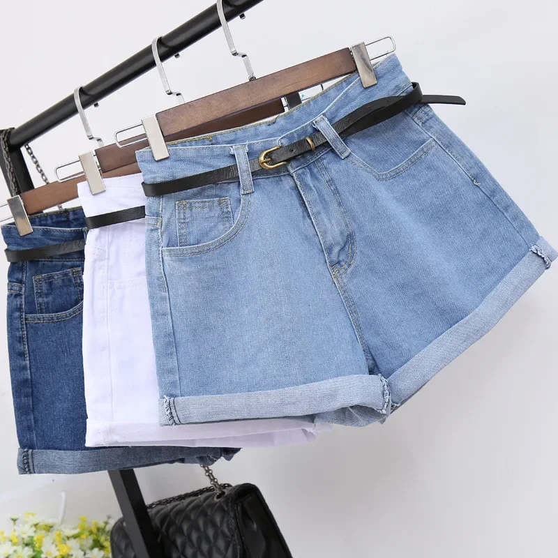 Summer Women Clothing High Waisted Short Jeans Cotton For Female Loose Leg Wide Pants Booty Shorts Denim 2024 New