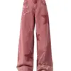 Pink Star Straight Leg Jeans Women's Summer Design Feel Y2K Loose and Slim Wide Leg Casual Pants