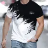 Summer men's 3D printed round neck T-shirt casual outdoor pullover street sports loose top fashionable casual plus size clothing