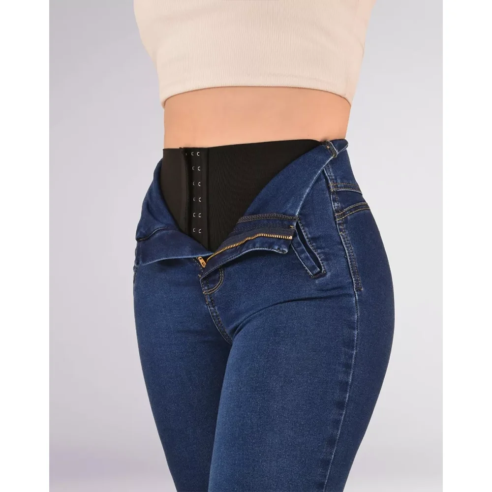 Women Skinny Jeans with Waist Trainer Corest Streetwear Denim Jeans Stretch Trousers Female Clothing High Waist Fashion Pants
