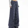 American Vintege Wide Leg Pants Women 2024 Autumn New Fashion Loose Straight Pants Korean Casual Striped Jeans