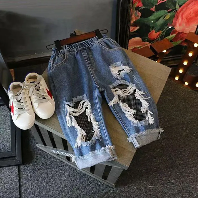 Children's Torn Jeans Spring And Summer Jeans Small And Medium-sized Children's Beggar Pants Girls Pants Clothing Capris Pants