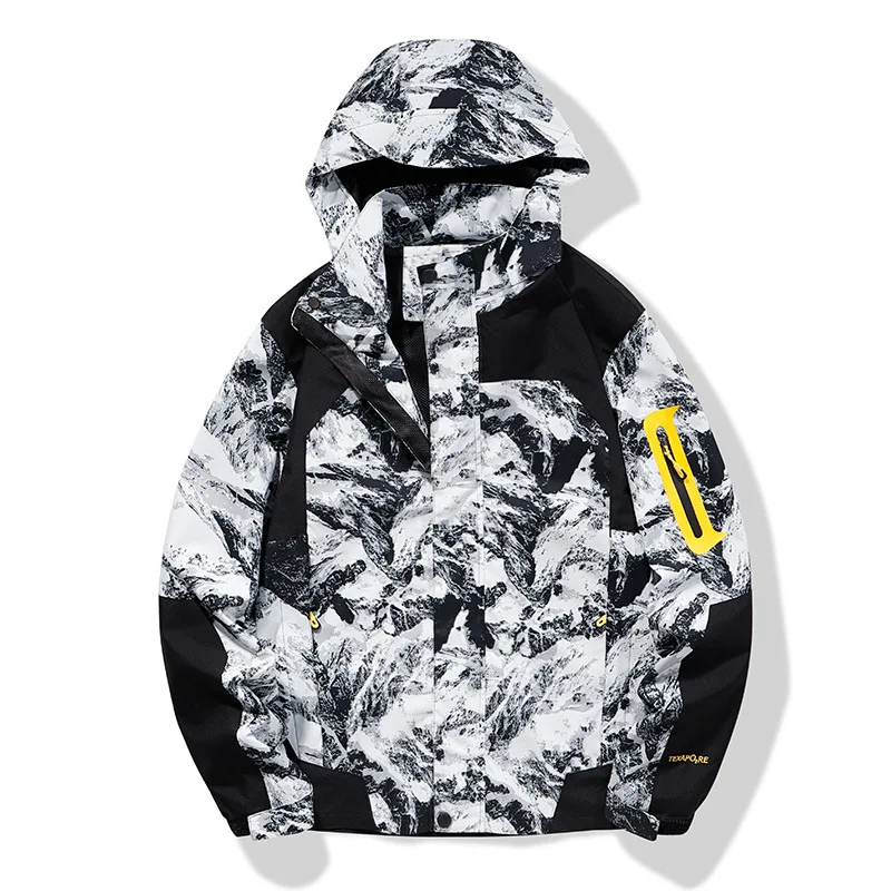 Spring Autumn Men's Mountain Waterproof Ski Jacket Windproof Rain Jackets Male Outdoor Hiking Climbing Hood Coats Clothing 5XL