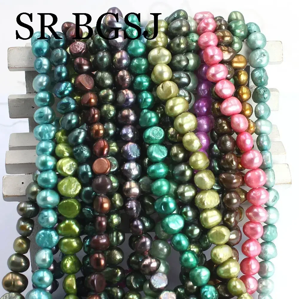 8-9mm Baroque Potato Natural Freshwater Pearl Jewelry Making Loose DIY Spacer Beads 14"