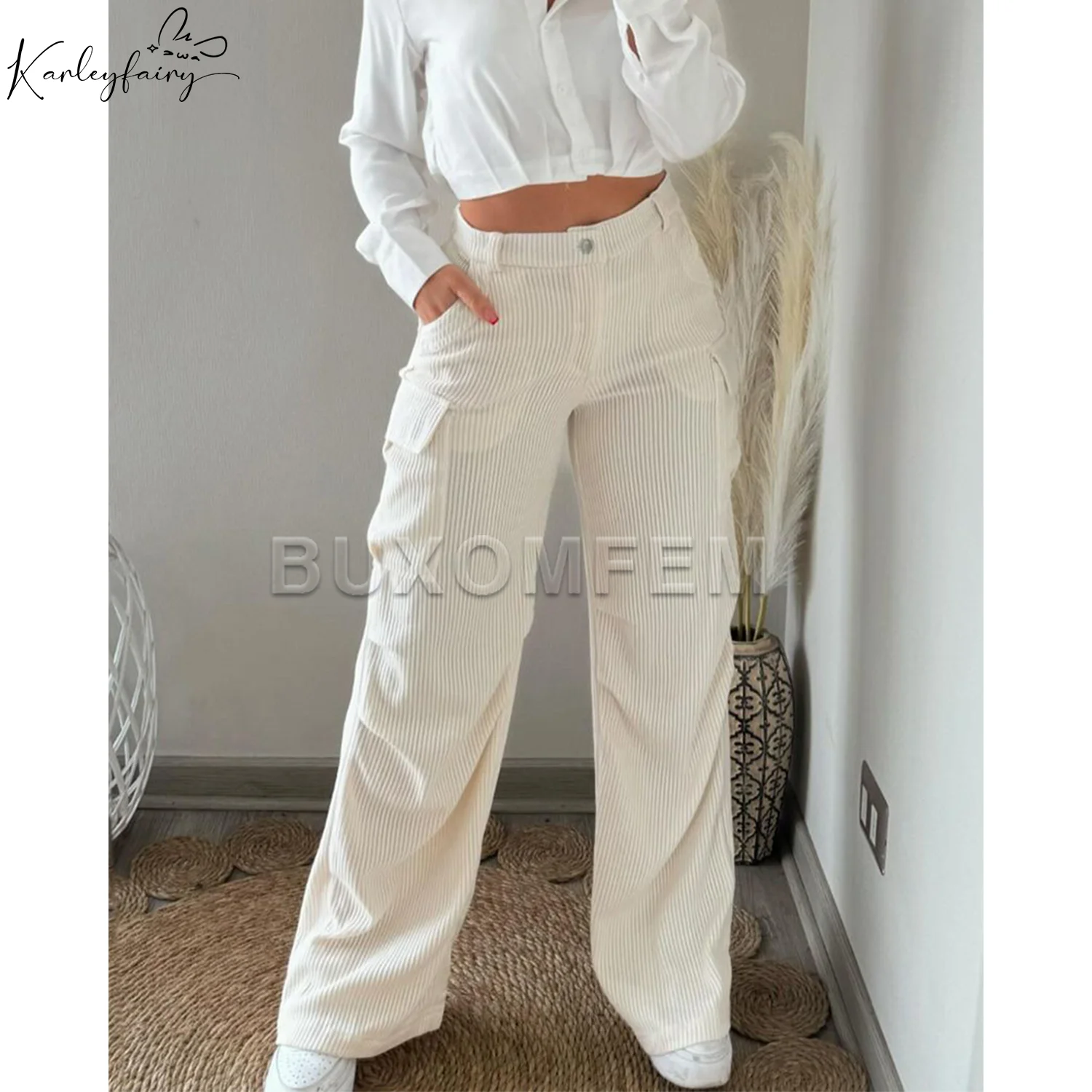 2025 Women's New Corduroy Long Pants Full Length Straight Loose Pant Y2k Streetwear Colorful Wide Leg Jeans Fashion Bottoms
