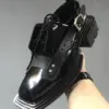 Mens Square Toe Genuine Leather Dress Shoes Runway Punk Style Platform Shoes Lace Up Derby Shoes Men Black Cowhide Casual Shoes