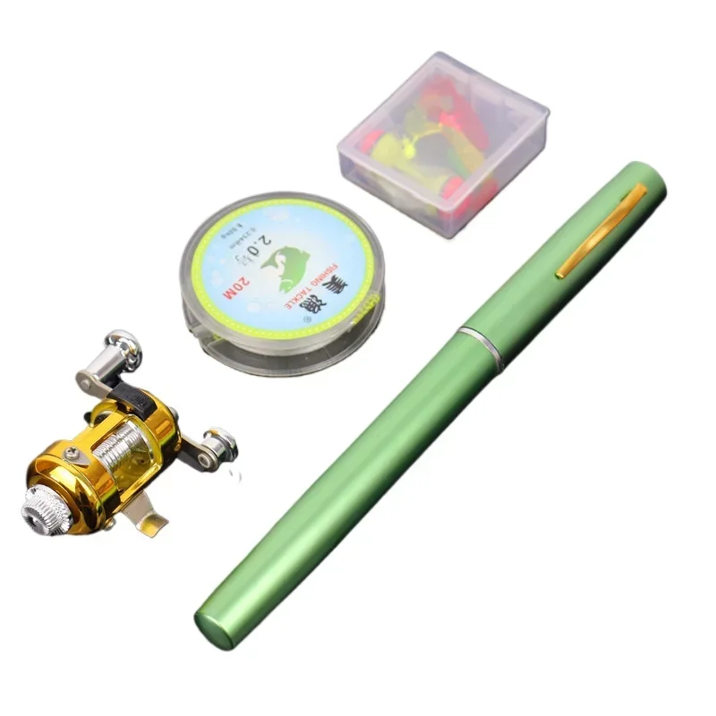 1M Telescopic Mini Portable Pocket Pen Carbon Reel Aluminum Alloy Spinning Ultralight Fish PoleSet (rod+wheel+accessories+wire）