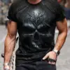 Men's T-Shirt Vintage Punk Short Sleeve Skull Print Men Top Oversized Casual Hip Hop T Shirt Summer O Neck Men's Tee Clothing