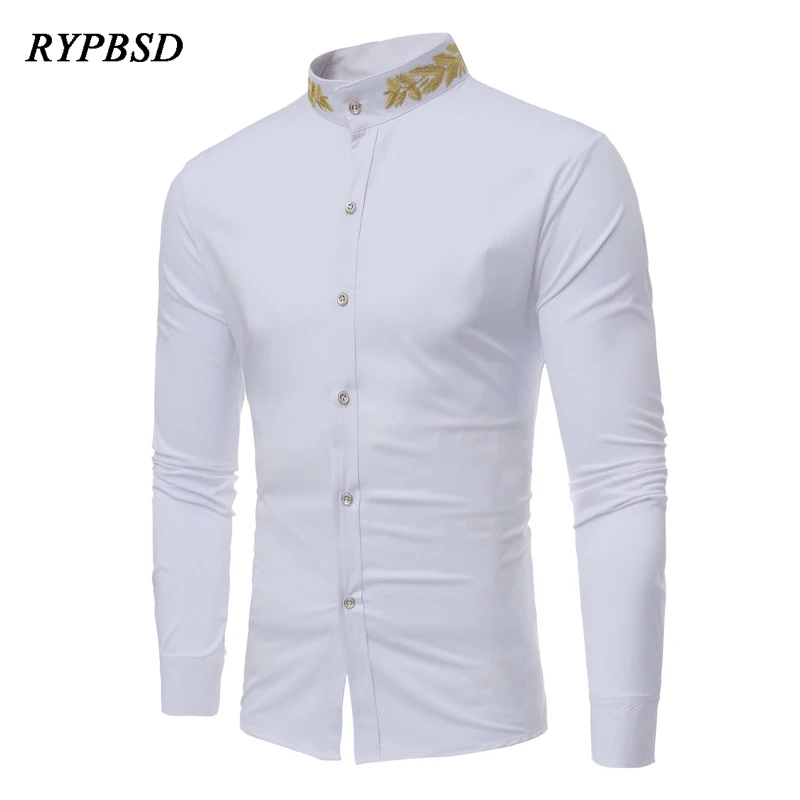 Men Vintage White Shirt Buisness Casual Long Sleeve Autumn Harajuku Dress Shirts Men Luxury Gothic Party Singer Stage Costume