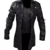 Fashion Black Pu Leather Trench Coat Men Winter Gothic Steampunk Leather Motorcycle Jacket Male Outwear EU Size XXXXXL