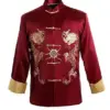 Burgundy Traditional Chinese Men's Kung-u Jacket Coat shirt Embroidery with Dragon M XL XXXL Wholesale Retail