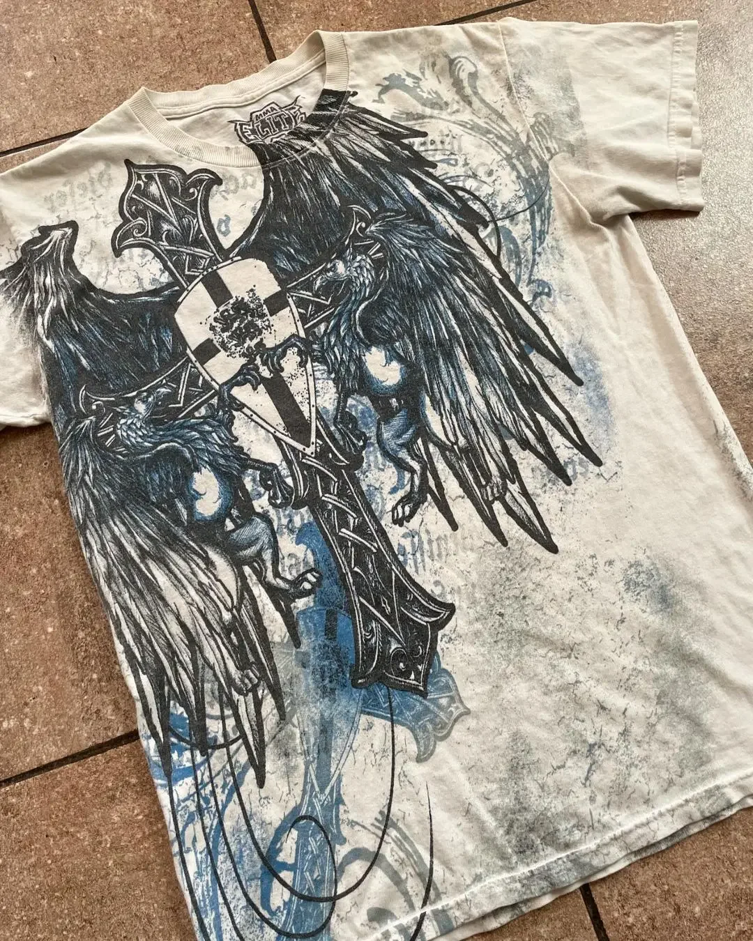 Y2K Affliction T shirt New Harajuku Hip Hop Round Neck Oversized T shirt Men Women Short Sleeved Goth Clothing Tops Streetwear
