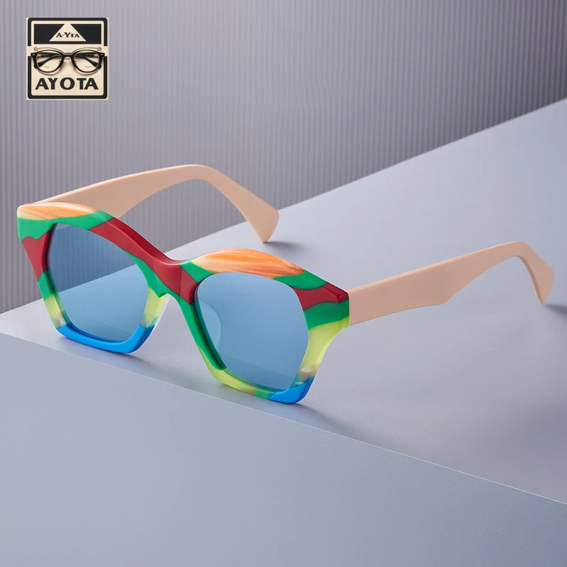 2025 Fashion Color Matching Retro Matte Acetate Sunglasses Women High Quality Hand-made UV400 Outdoor Driving Sunglasses for Men