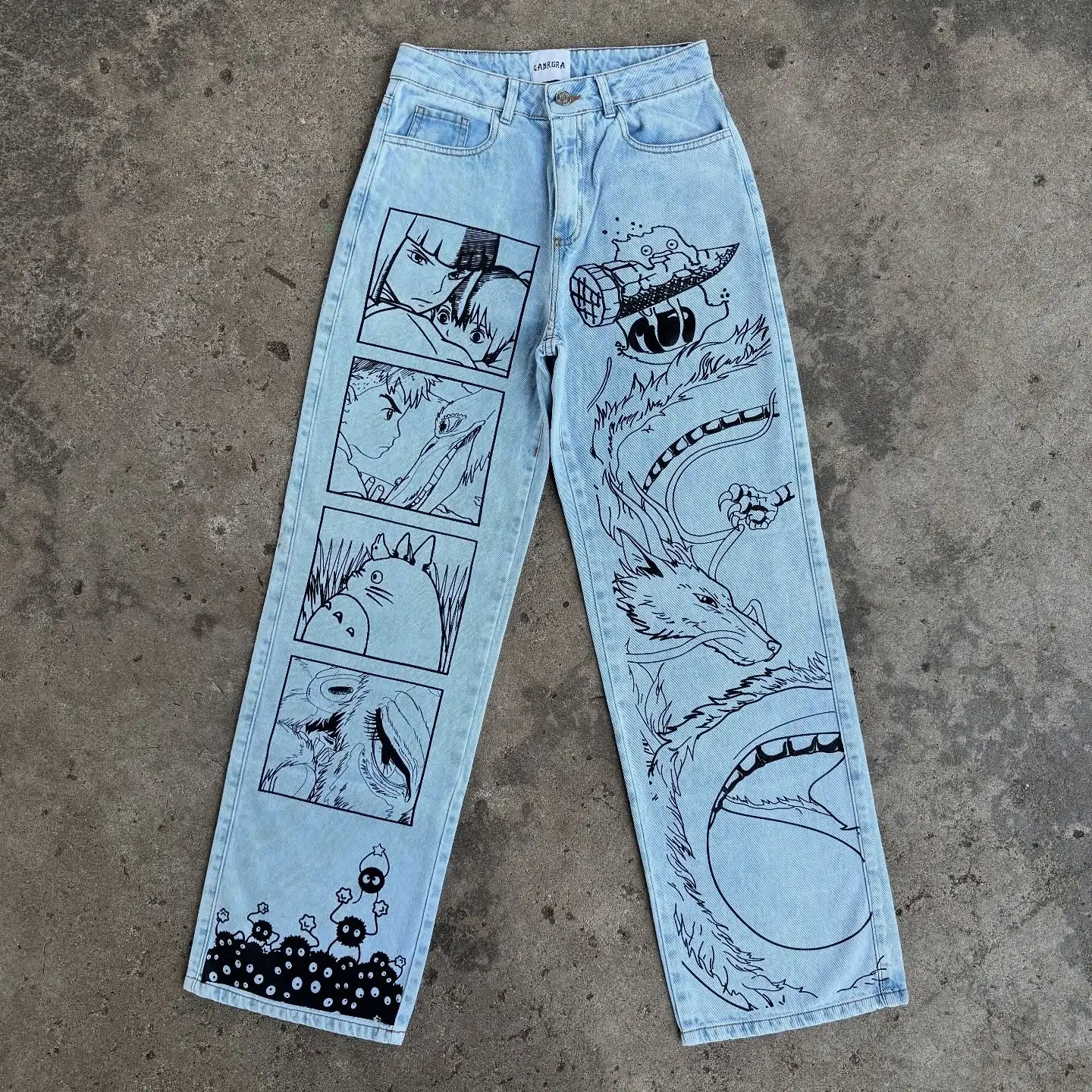 Harajuku Anime Print Trouser Y2k Jeans for Men Baggy Jean Popular Streetwear Wide Leg Women High Waist Pants clothing