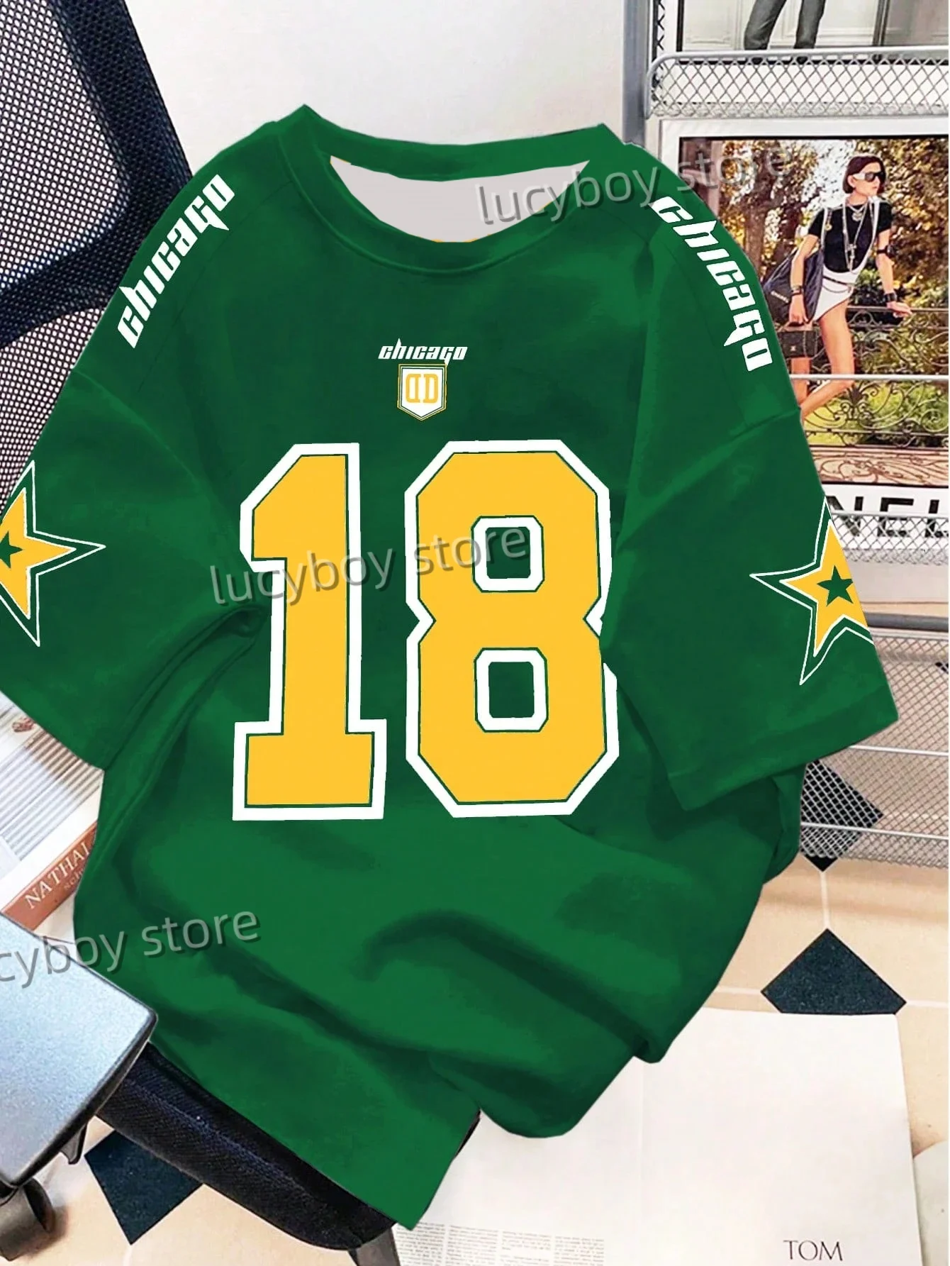Mens 3D Number 18 Printed Short Sleeve T Shirt Man V Neck Sportwear Brooklyn Racing Football Tee Vintage Casual Tops Men Clothes