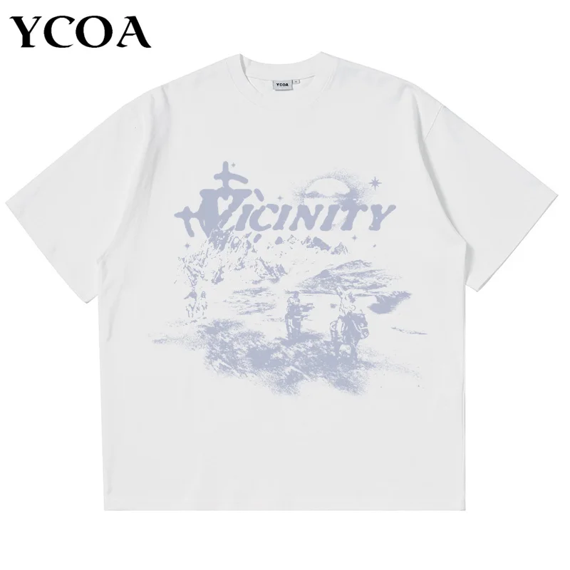 Men T-Shirt Oversized Letter Y2k Top Cotton Summer Grunge Streetwear Korean Aesthetic Harajuku Graphic Short Sleeve Tee Clothing