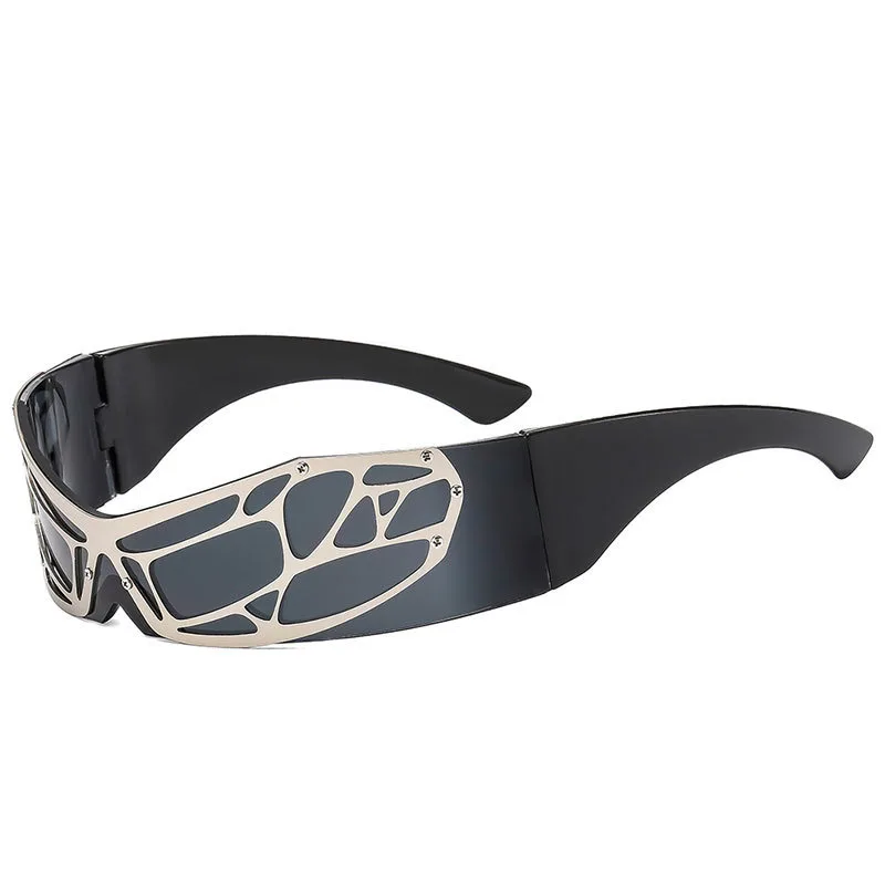 New Y2K Trendy Personalized Hip Hop Festival Party Sunglasses Fashion Future Punk Integrated Sunshade Mirror Beach Sunscreen